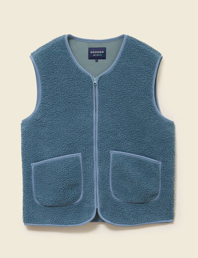 Sweat sans manches effet polaire bleu gris homme