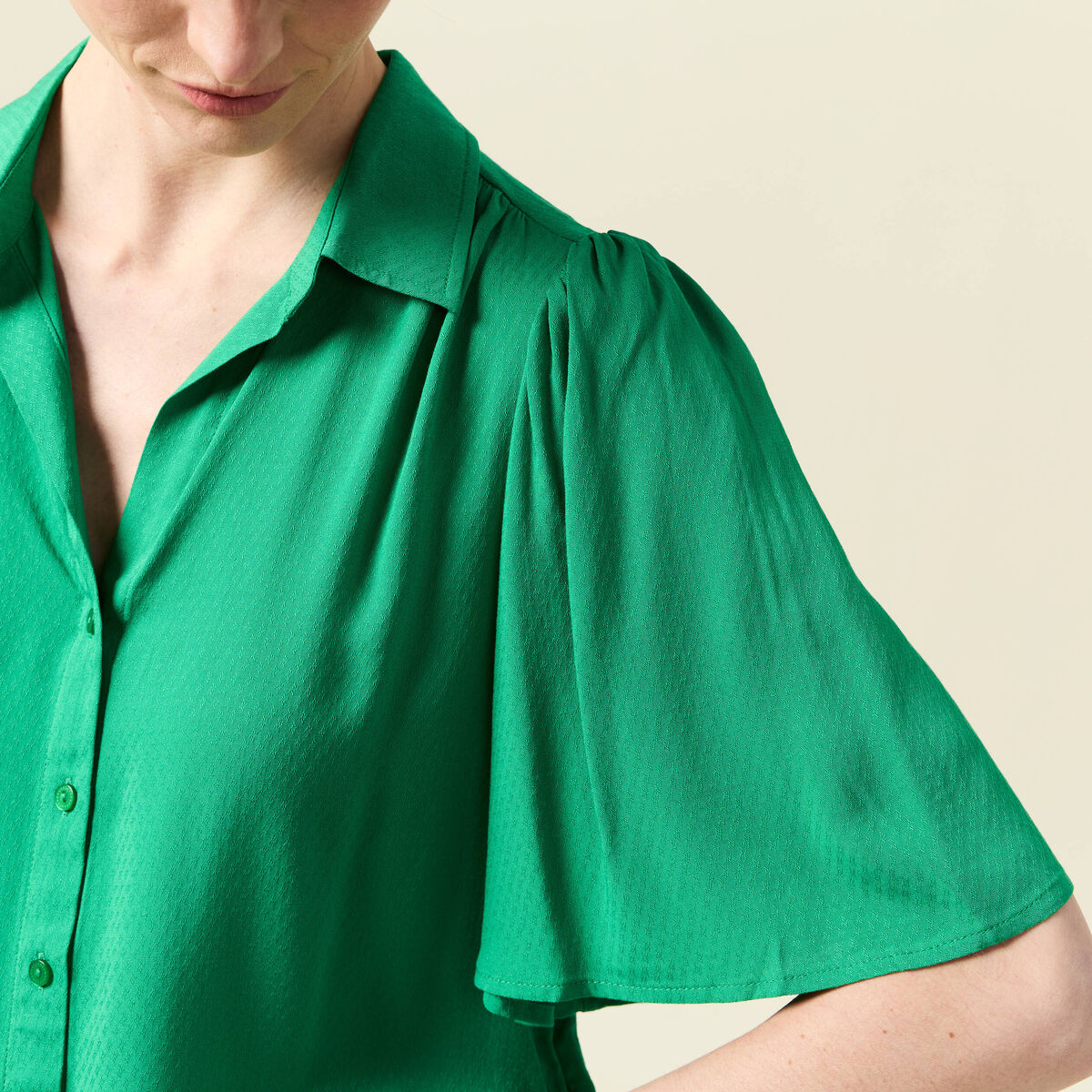 Chemise manches courtes vert femme