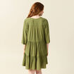 Robe évasée manches 3/4 vert kaki femme