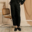 Pantalon barrel coupe loose taille haute noir femme