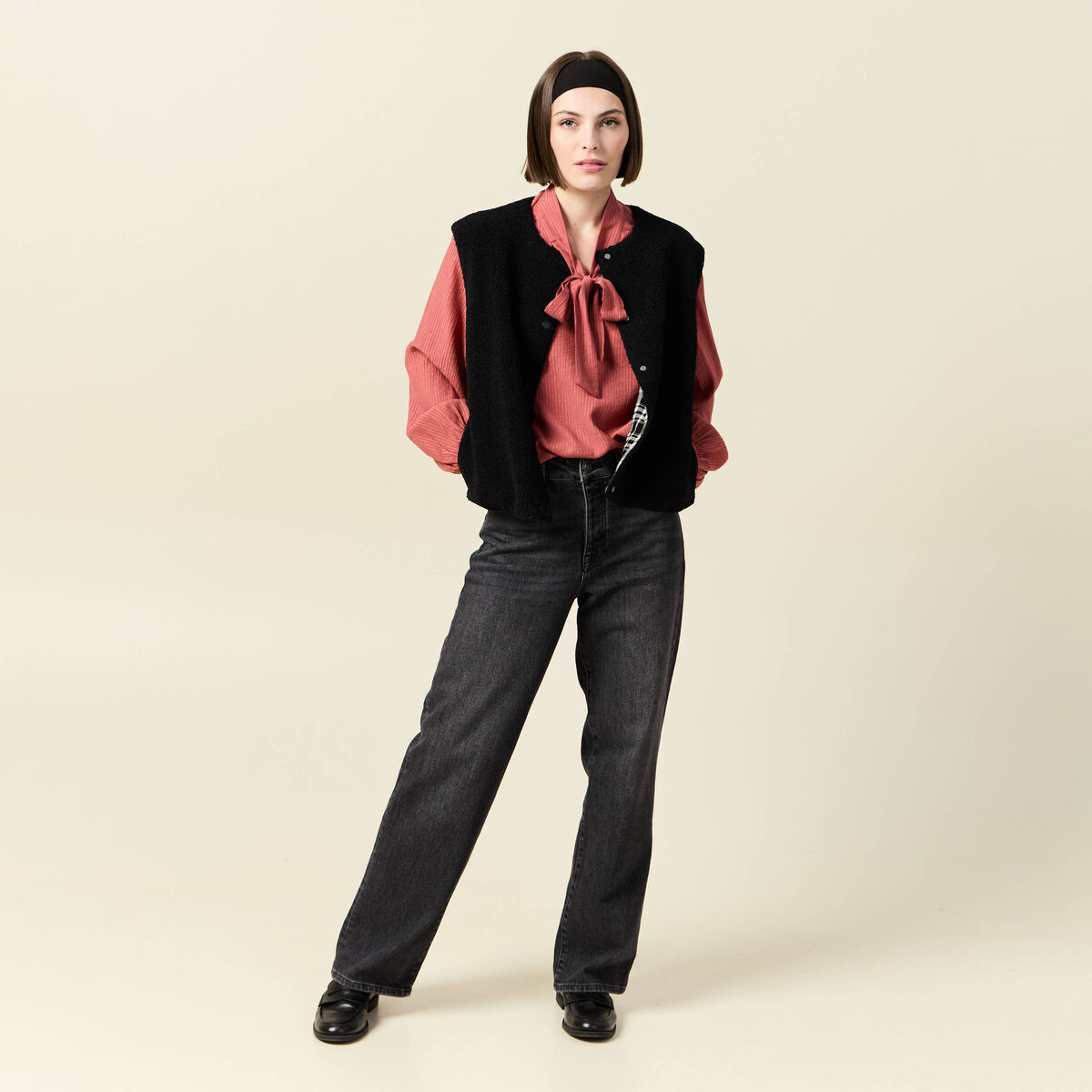 Blouse manches longues vieux rose femme