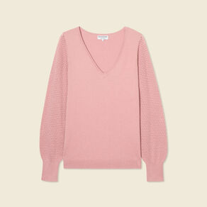 Pull manches longues rose pastel femme