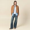 Jeans large taille haute bleu femme