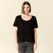 T-shirt manches courtes brodé noir femme