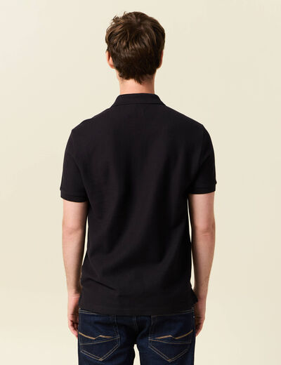 Polo cintré manches courtes en coton noir homme