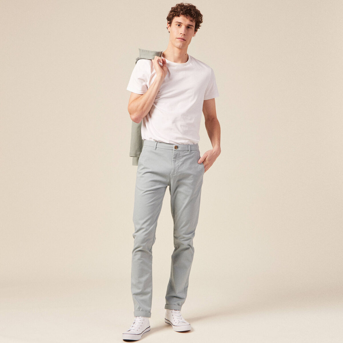 Pantalon chino longueur 32 bleu gris homme