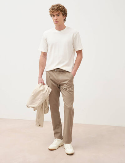 Pantalon straight longueur 32 ceinture taupe homme
