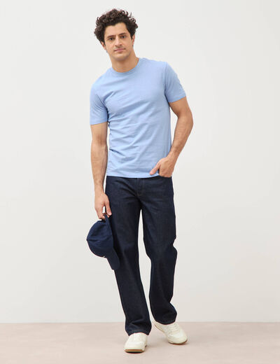 T-shirt cintr&eacute; col rond manches courtes bleu violet homme