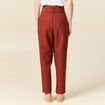 Pantalon carotte taille haute marron cognac femme
