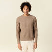 Pull manches longues col rond taupe homme
