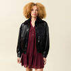 Veste oversize manches longues doubl&eacute;e noir femme