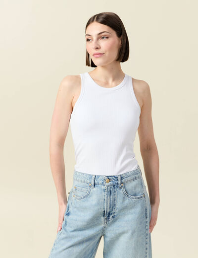 D&eacute;bardeur 2 en 1 avec brassi&egrave;re int&eacute;gr&eacute;e blanc femme