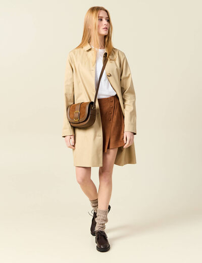 Jupe-short taille haute camel femme