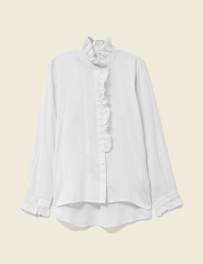 Chemise manches longues en coton blanc femme