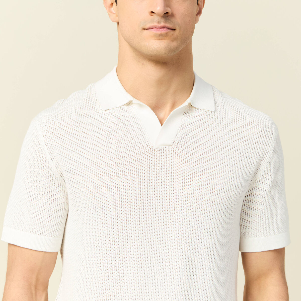 Polo manches courtes ecru homme