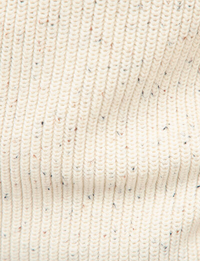 Pull col rond manches longues en coton ecru homme