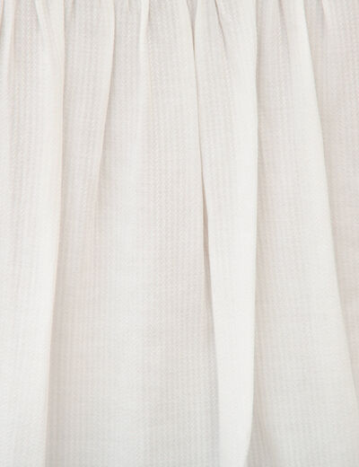 Blouse ajour&eacute;e col rond manches longues ecru femme