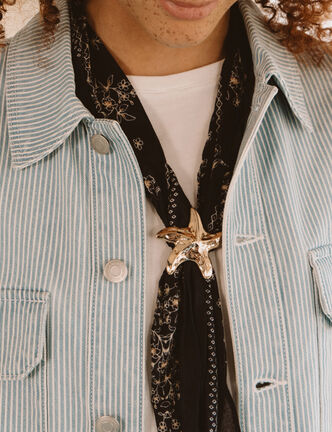 Foulard en coton bleu marine femme