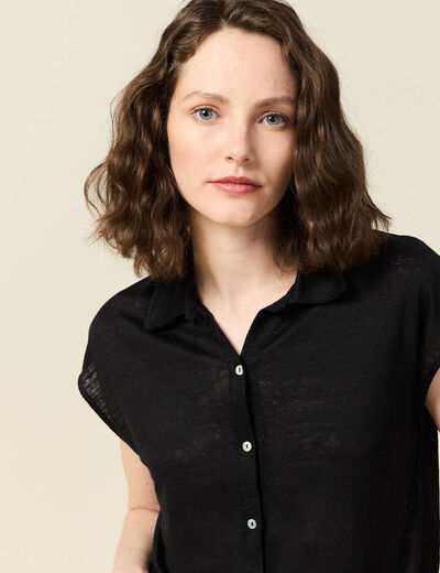 Polo manches courtes noir femme