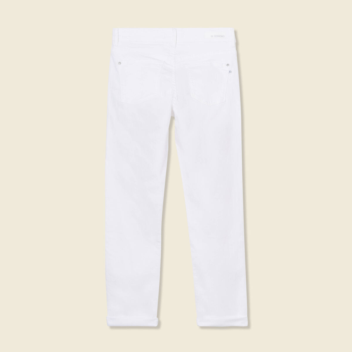 Jeans girlfriend taille haute denim blanc femme