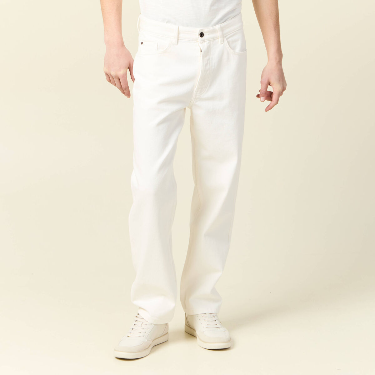 Jeans large relaxed denim blanc homme