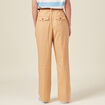 Pantalon large ceinture pinces marron clair femme