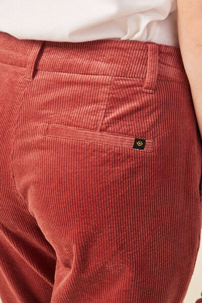 Pantalon chino velours côtelé vieux rose femme