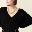 Gilet ajour&eacute; col V manches longues noir femme