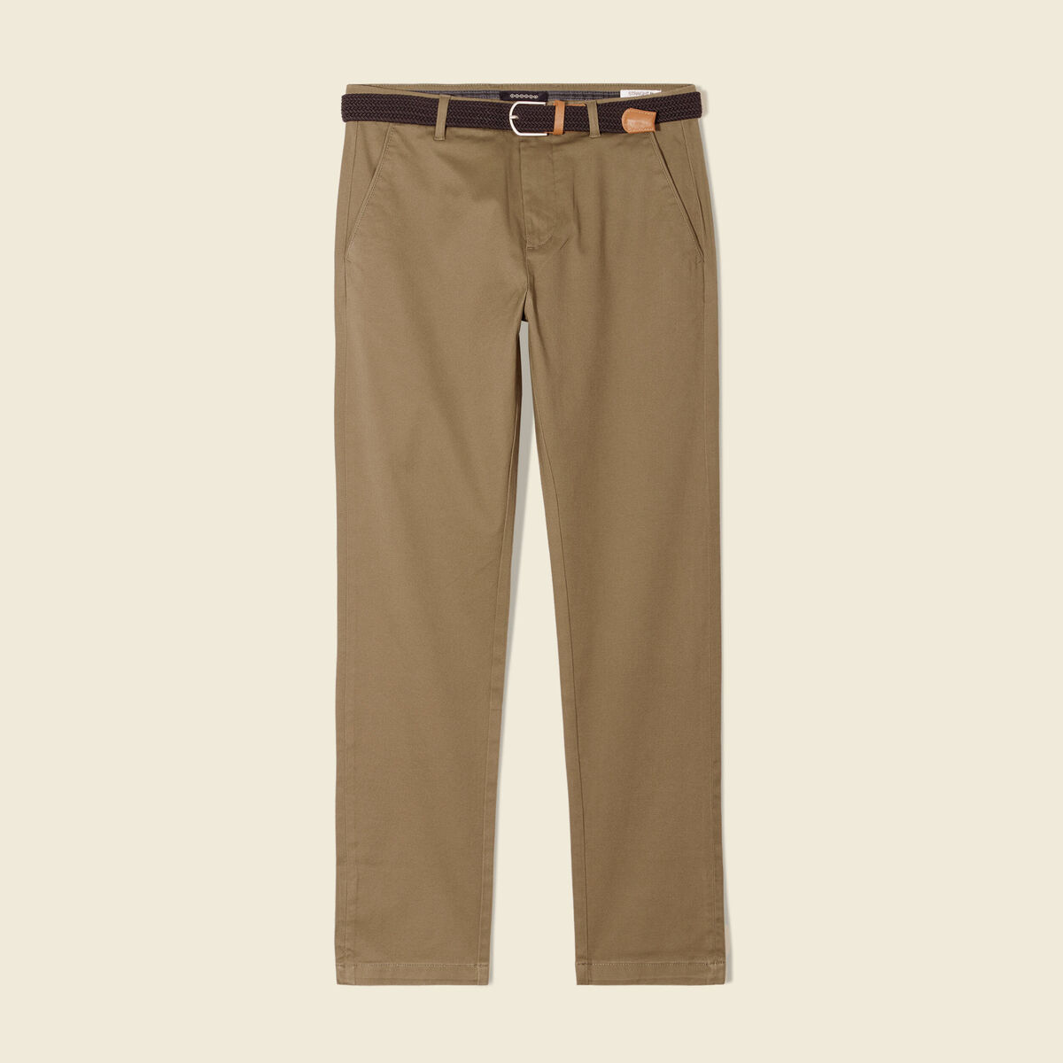 Pantalon chino straight vert kaki homme