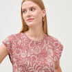 T-shirt sans manches col rond marron cognac femme