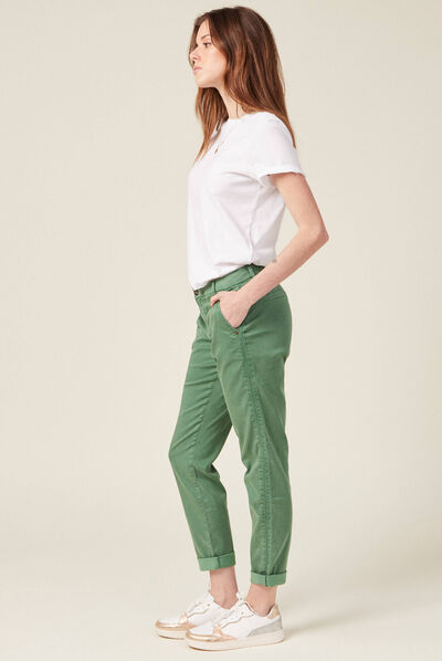 Pantalon chino Instinct vert femme