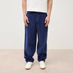 Pantalon large en velours longueur 32 bleu fonc&eacute; homme