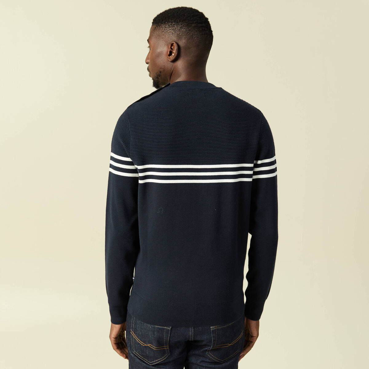 Pull Col Rond Homme Reusch En Laine Bleu Marine - Taille M