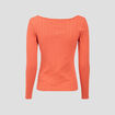 T-shirt manches longues orange corail femme