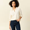 Polo manches 3/4 brillant ecru femme