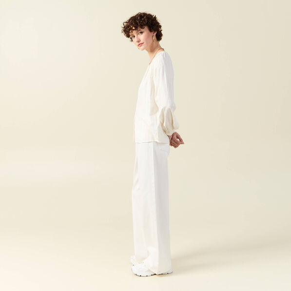 Blouse manches longues ecru femme