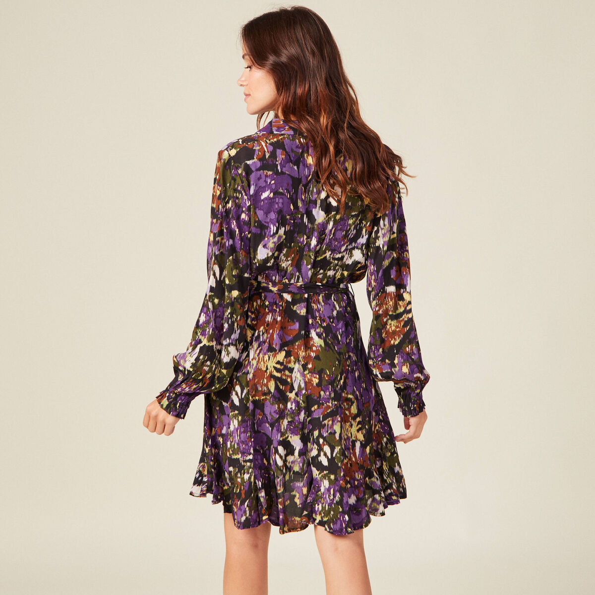 Robe patineuse ceinturée noir femme