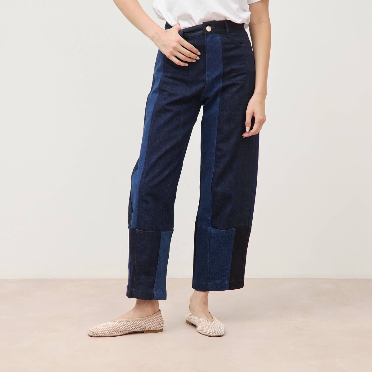 Jeans barrel taille standard denim stone femme