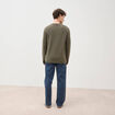 Pull col rond manches longues taupe homme