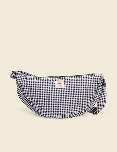 Sac bandouli&egrave;re doubl&eacute; vichy noir femme
