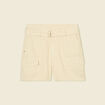 Short cargo fluide ceinturé creme femme