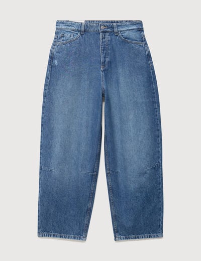 Jeans barrel 7/8&egrave;me taille standard denim used femme