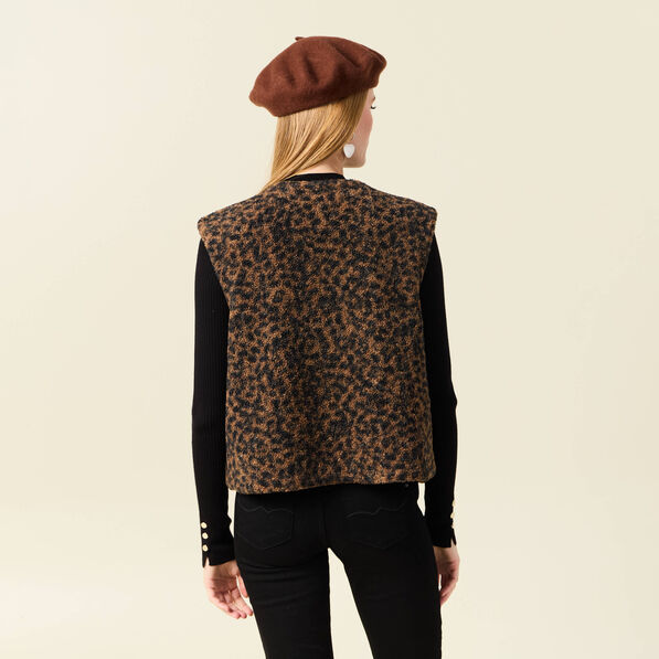 Gilet sans manches réversible camel femme