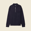 Pull manches longues col polo bleu marine homme