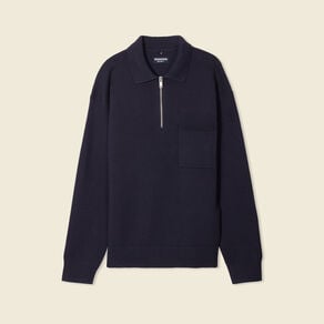 pull manches longues col polo bleu marine homme Pull manches longues col polo bleu marine homme