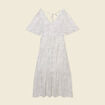 Robe longue évasée fluide blanc femme