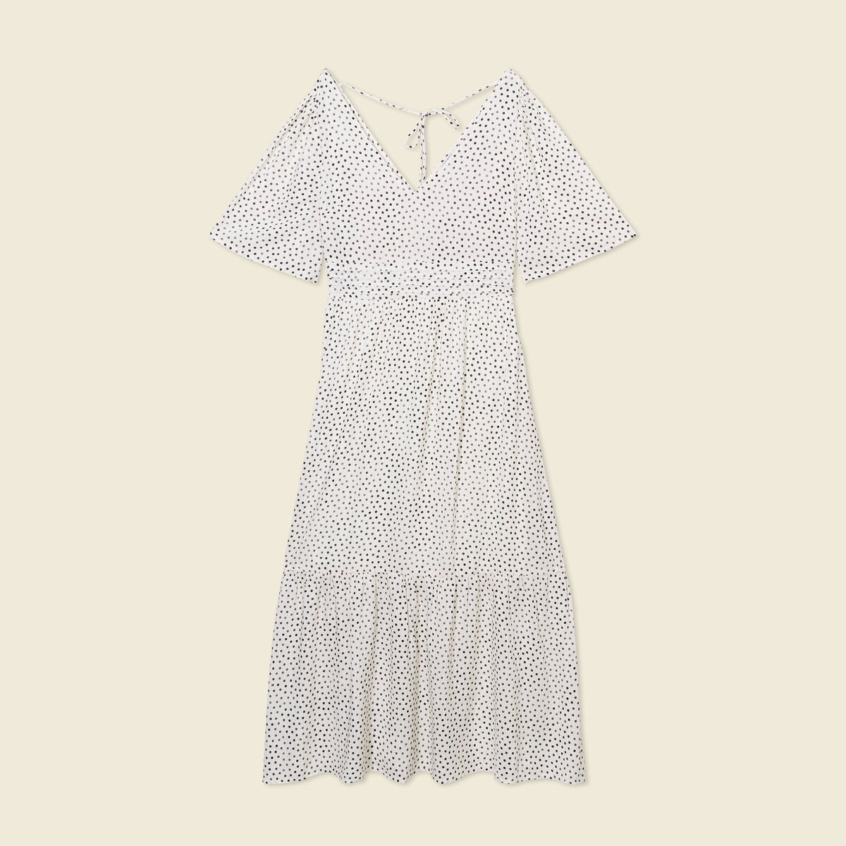 Robe longue évasée fluide blanc femme