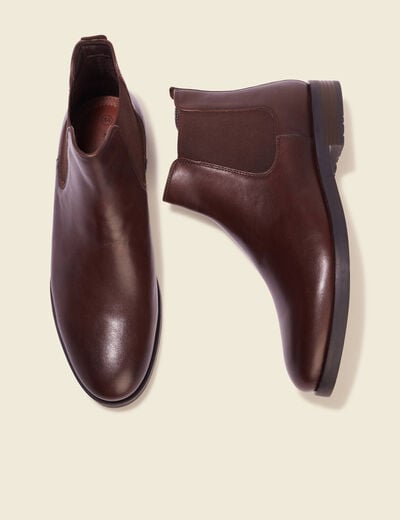 Bottines chelsea en cuir marron foncé homme