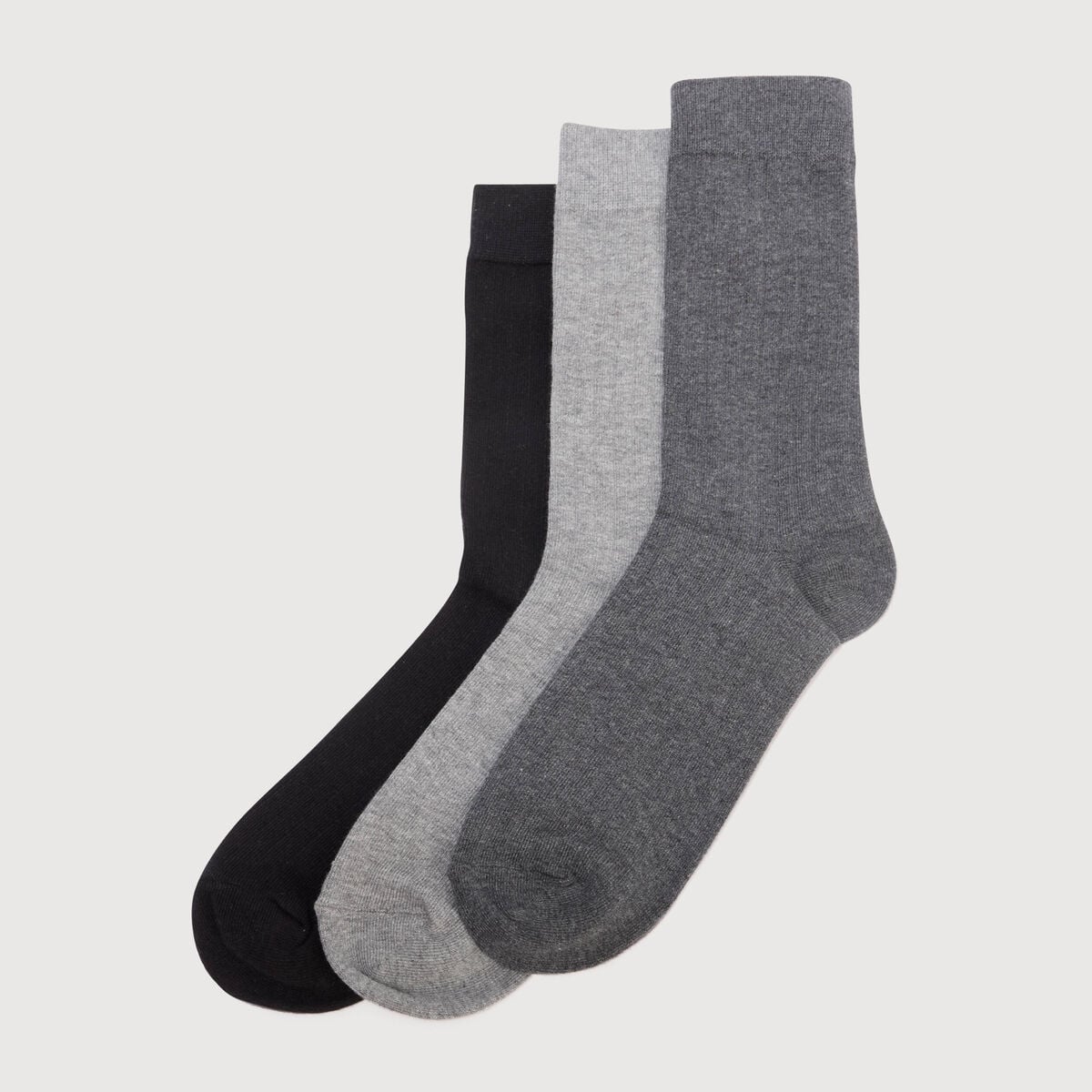 Lot de 3 paires chaussettes hautes gris fonc&eacute; homme