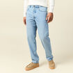 Jeans large longueur 32 en coton denim bleach homme